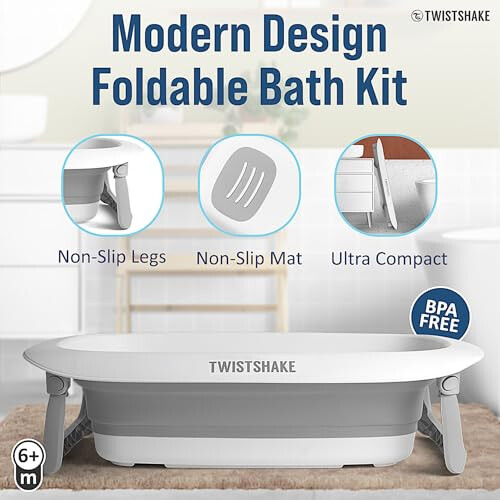 Twistshake Foldable & Non-Slip Baby Bath Tub | Erg 2