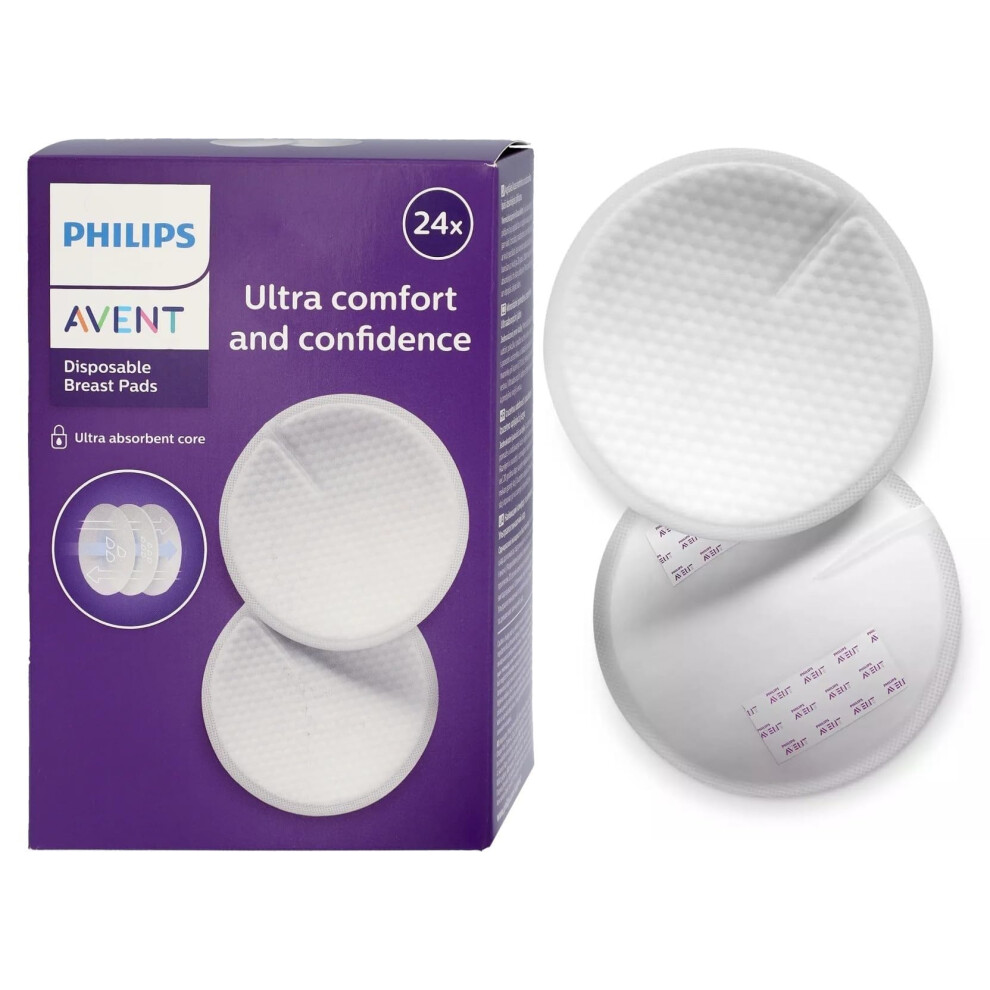 Avent Philips Disposable Breast Pads, Scf254/24 Pack Of 24, Transparant