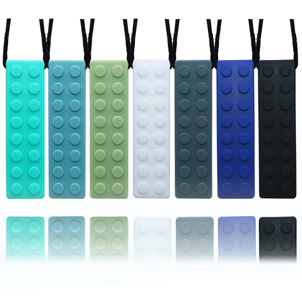 Chew Necklaces For Kids,7 Pack Slicone Chew Necklaces For Sensory Boys And Girls With Adhd, Spd,Autism, Biting Needs,Teething Necklace Oral Chew Toys Hoaisun