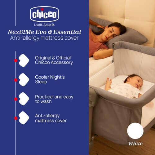 Chicco Next2Me Terry Mattress Protector, White | P 1