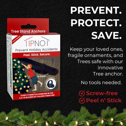 TipNot Tree Stand Anchor, No-Drill, Anti-Tip, Adhe 2