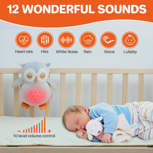 FUNYKICH Owl White Noise Machine with Red Light & 2