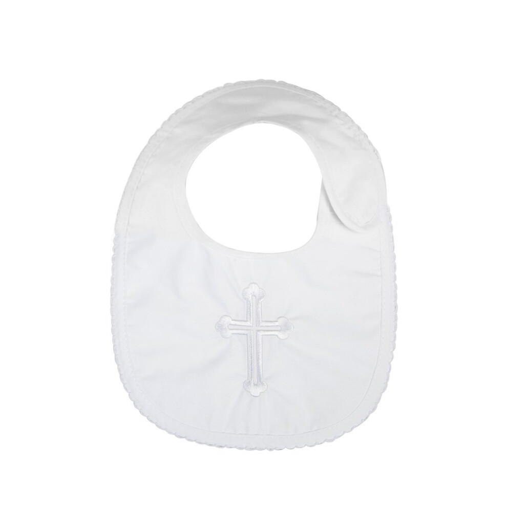 Infant Baby Boys Girls Christening Baptism Embroidered Bibs White Lacofia