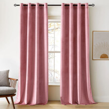 Woaboy Velvet Curtains 90 Drop Blush Pink Curtain