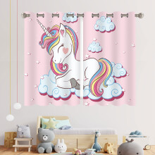 YISURE Nursery Cartoon Curtains, Unicorn Rainbow B