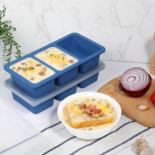 Koluti 2-Pack Nonstick Silicone 3 Soup Cubes Freez 2