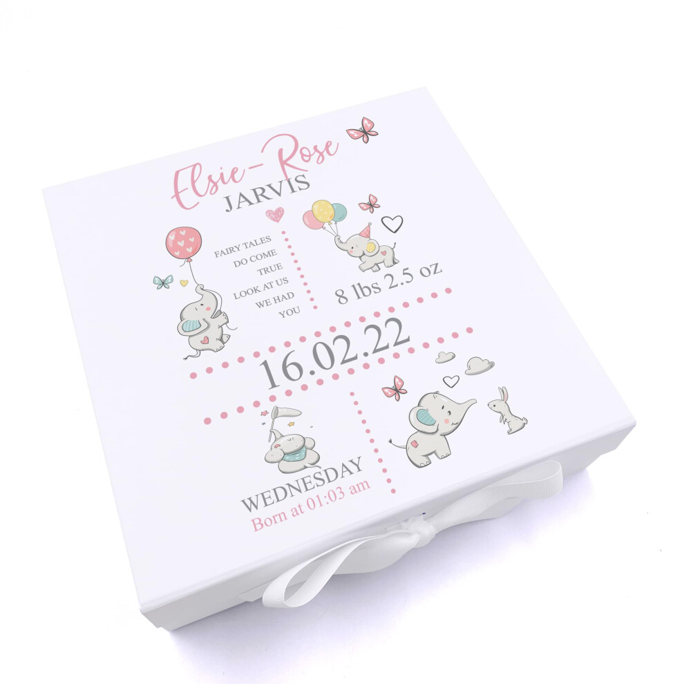 Personalised Baby Girl Elephants Design Keepsake Memory Box Ukgiftstoreonline