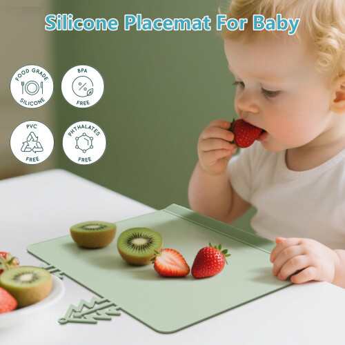 Silicone Placemat with Teething Edge Bumper and Sp 2