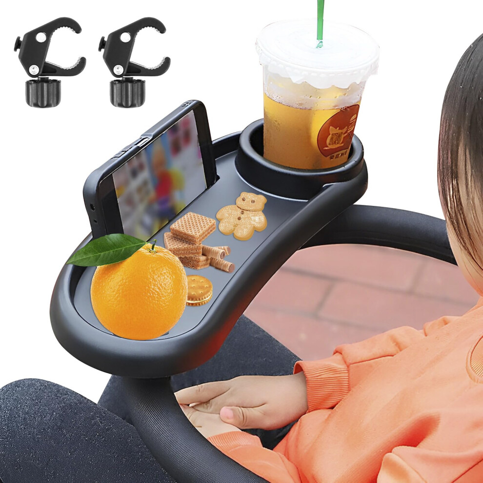 Grtlpok Foribyw Baby Stroller Snack Tray With Cup Holder Universal Pram Food Tray Removable Reusable Storage Holder With Adjustable Buckle For Strollers (Wit