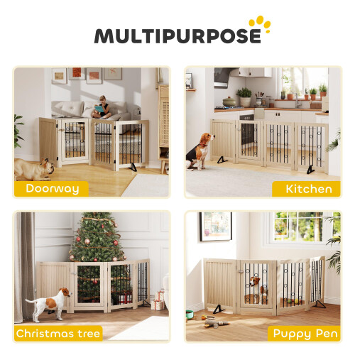 PawHut PawHut Freestanding Pet Gate, Foldable Dog Gate wi 2