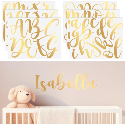 Personalised Name Wall Decal Set, 7 Sheets Gold Le