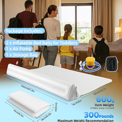 2-Pack Inflatable Bed Guard, 120CM Inflatable Safe 1