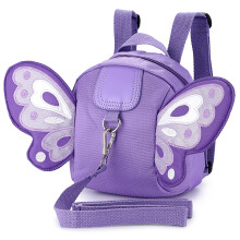 BTSKY Oxford Fabric Butterfly Baby Toddler Backpack Bag with Safety Rein - Kids Walking Harness Anti-Lost Harness Leash Strap Belt, Purple