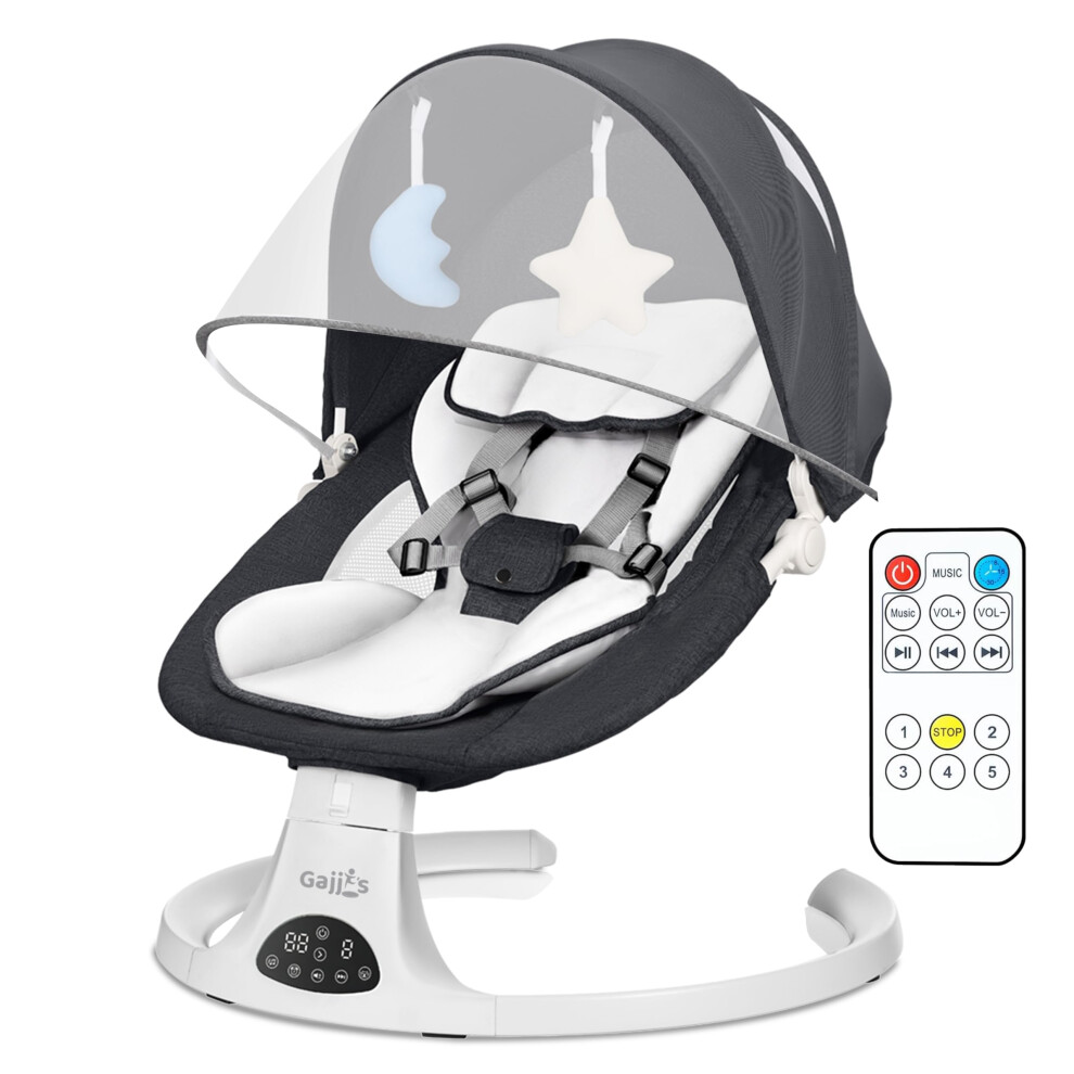 Baby Bouncer Swing Chair From Birth | 5-Speed Baby Swing With Remote Control, 3-Stage Timer, Soft Padded Seat & 2 Plush Toys | Newborn Infant Bouncer Fk Sports