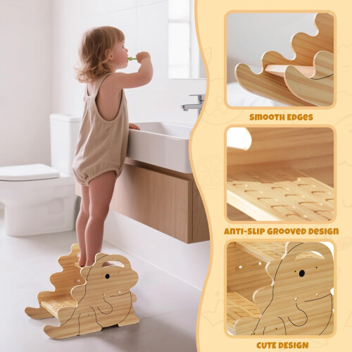COSYLAND Dinosaur Shaped 2 Step Stool for Kids – H 1