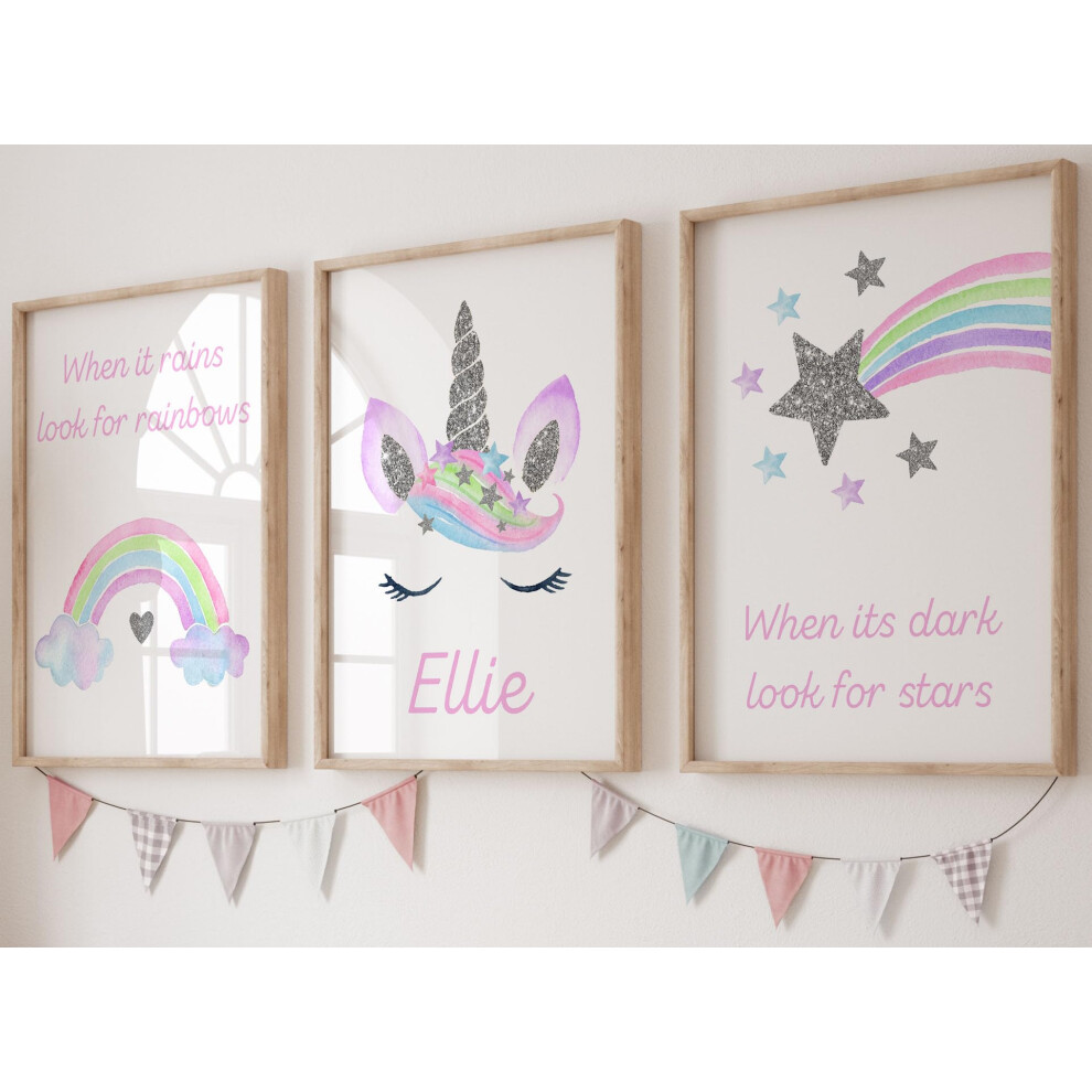 Personalised Unicorn Rainbow Stars Eviepops Prints