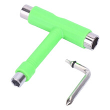 Long Board Wrench Tool for Roller Skates, Electric Scooters, and Snowboards – T Shape Green Adjusting Tool