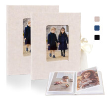 2 Packs Small Photo Album 6x4, 200 Photos, Linen A