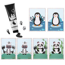 TOGOU2S Baby Hand and Footprint Kit, Baby Safe Paint Non Toxic & Acid-Free, 6 Imprint Cards with Animal Pattern, Baby Friendly Paint for Handprints w