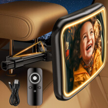 Baby Car Mirror With Light for Baby Rechargeable 2000mA Car Seat Rear Facing Hook Clip Design Mirror for Crystal Clear ShatterProof With Remote 10ft