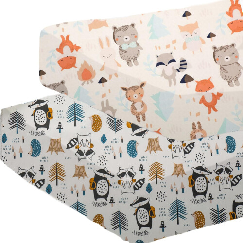 Cot Bed Fitted Sheets(140x70cm) 2 Pack, 100% Cotto