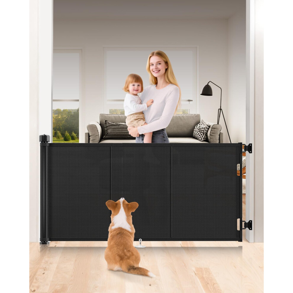140Cm Reinforced Retractable Stair Gate 86Cm Tall, Mocikoa