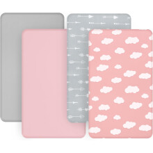 4 Pack Fitted Travel Cot Sheets 95x65cm - Ultra So