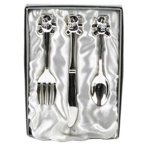 Silver Plated Teddy Cutlery Set - Lovely Gift for