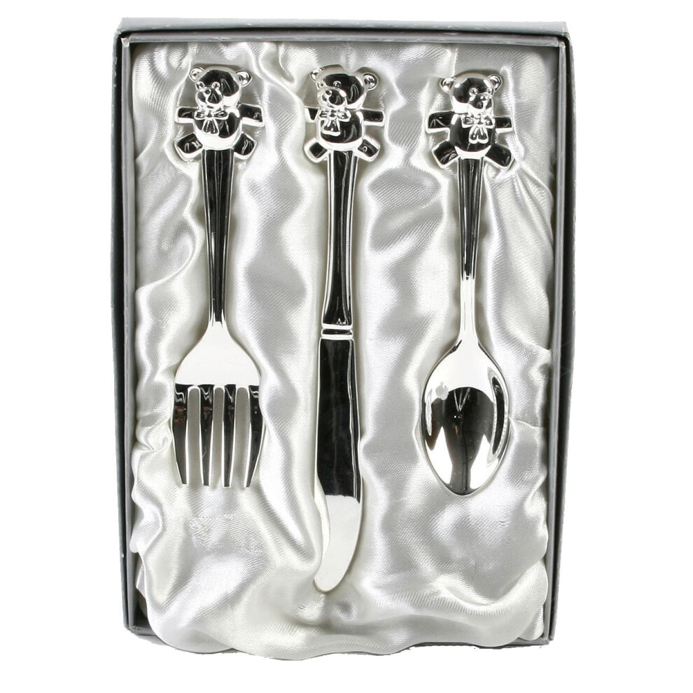 Plated Teddy Cutlery Set - Lovely Gift For Silver Baby Gift Ideas