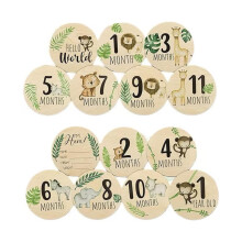 Baby Monthly Milestone Cards - 7Pcs Wooden Double-