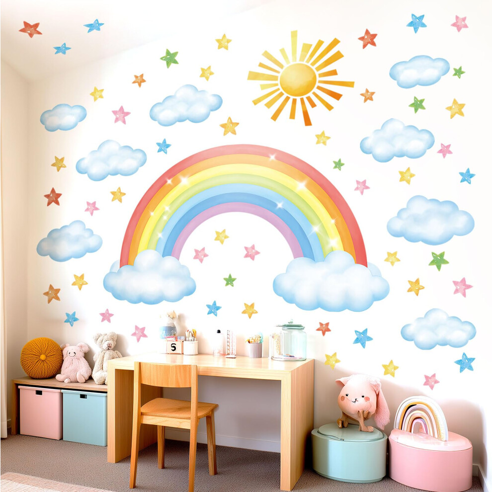 Decowall Sg3-2314 Large Rainbow Cloud Stars Wall S