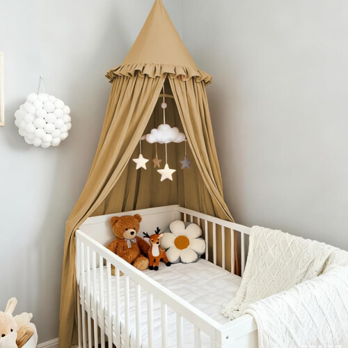 HOTUT Kids Bed Canopy with Ruffles,Round Dome 240c 2