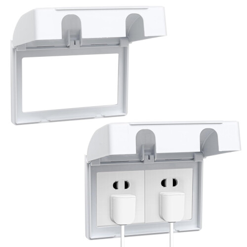 2 Pcs Plug Socket Covers UK Double Socket Cover for Safety, Waterproof Socket Cover Box for Home, Kitchen and School