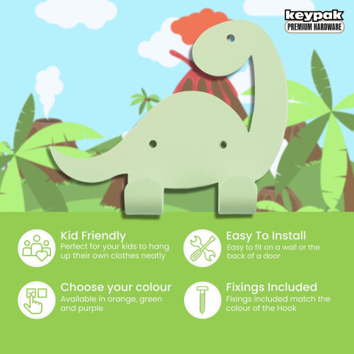 keypak Kids Dinosaur Double Coat Hooks, Door Wall 1
