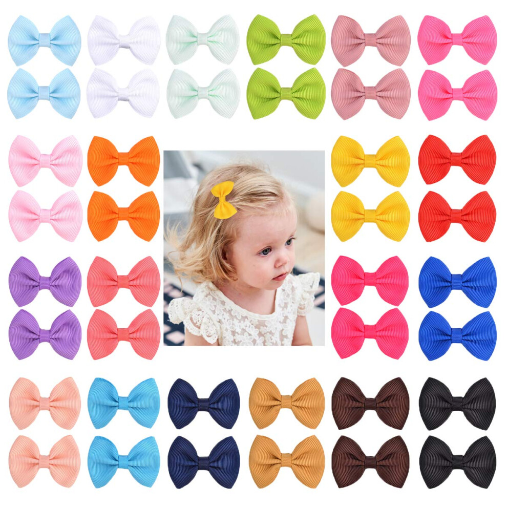 40Pcs 1.8Inches Baby Girls Hair Bows Clips Mini Hair Barrettes Grosgrain Ribbon Hair Accessories For Kids Toddlers Infants Jollybows