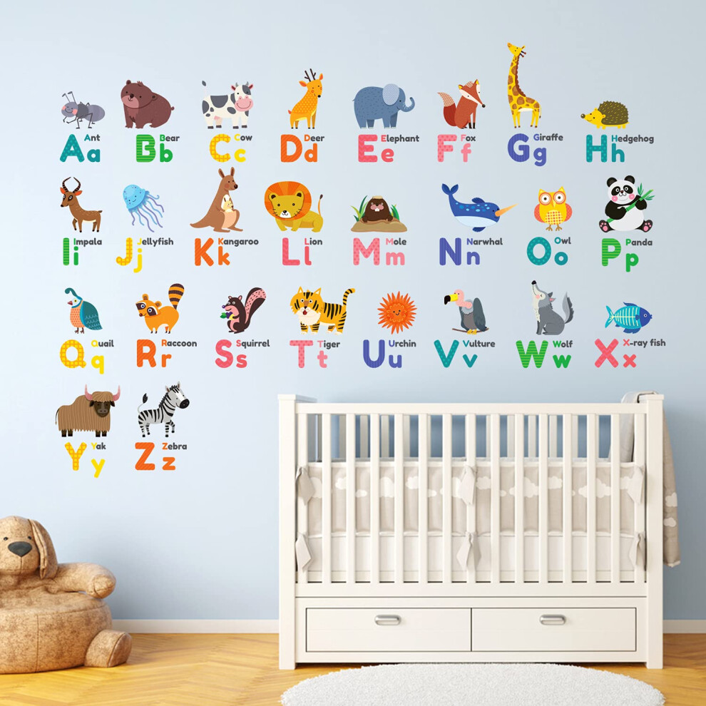 Decowall Dw-1614 Colourful Animal Alphabet Abc Kid