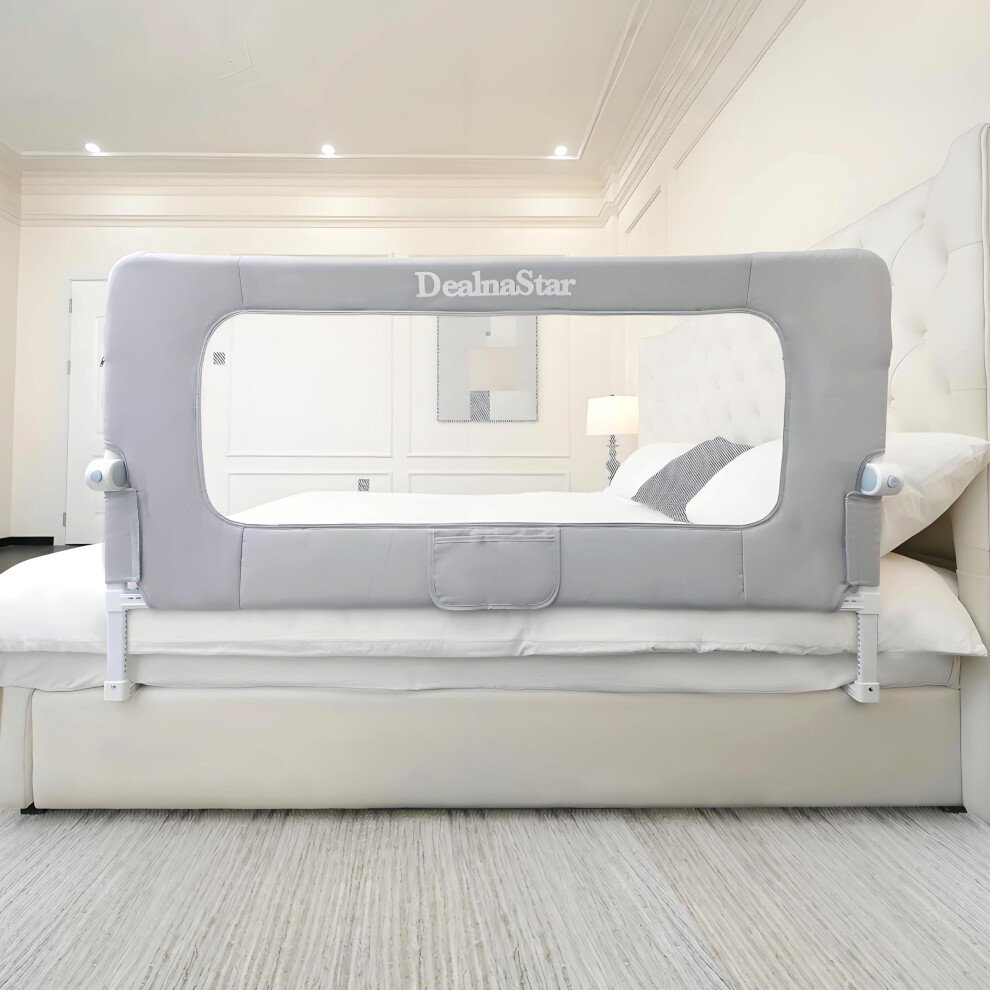 Bed Rail For Toddlers,Foldable Baby Bed Rail - 32"/85Cm Height Adjustable Safety Guard For Kids, Universal Fit Twin/Full/King/Queen Beds. Dealnastar