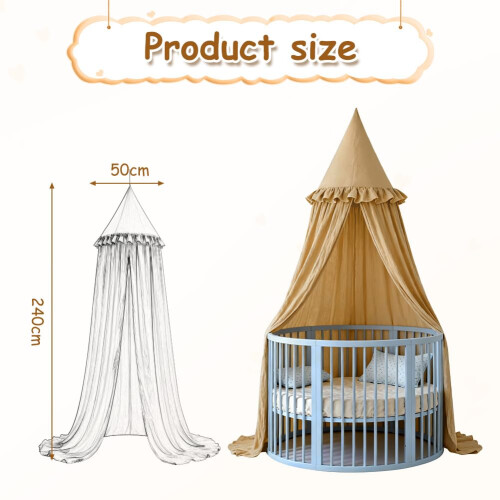 HOTUT Kids Bed Canopy with Ruffles,Round Dome 240c 1