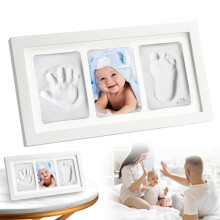 SPORWAY Baby Handprint and Footprint Kit: White Newborn Keepsake Frames, Complete Clay Imprint Kit for Newborn, Birthdays and Christenings for Milest