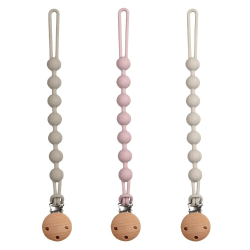 3pcs Dummy Clip, Silicone Dummy Clip, Chain Beech
