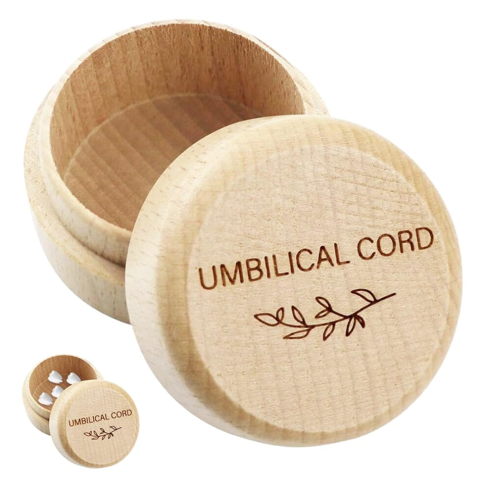 Libpttl 2 Pack Wooden Tooth Box With Umbilical Cor