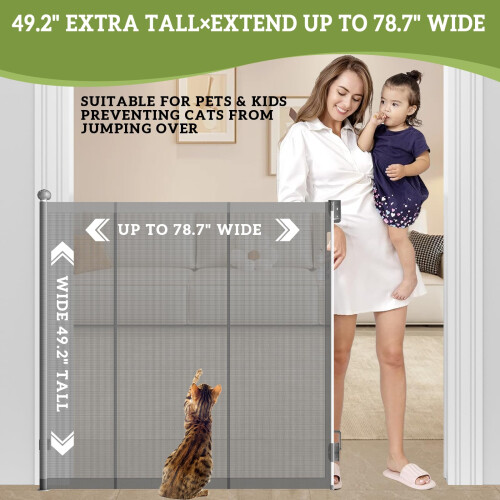 125cm Extra Tall Retractable Dog Gate,200cm Wide,R 1