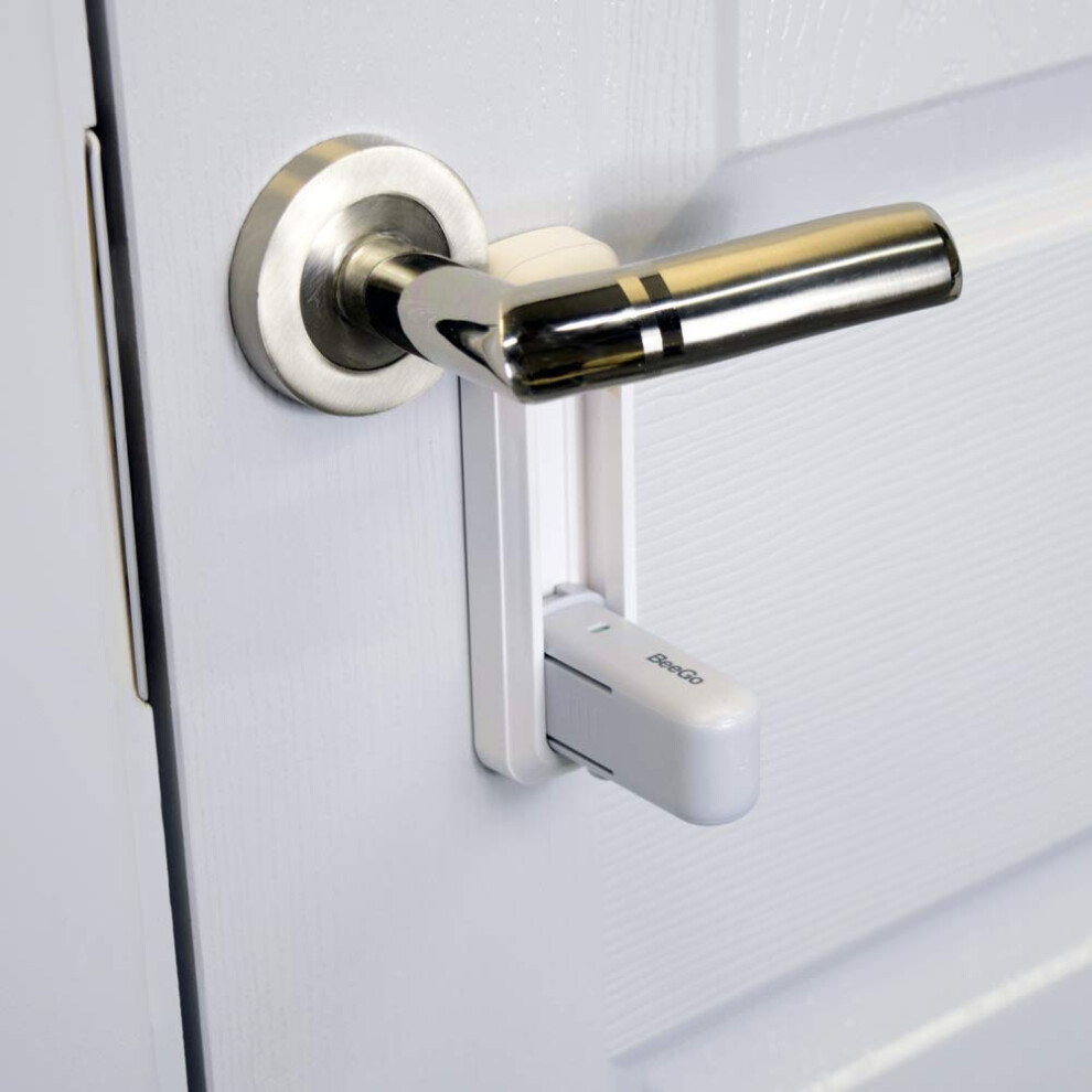 Door Lever Locks (2 Pack) – Stick On Door Lock Without Drilling | Door Security With Adhesive For Home, Bedroom, & Kitchen Beego