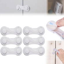 6 PCS Plastic Cupboard Locks for Children Baby Safety Locks, Child Wardrobe Locks for Cabinets Drawers Fridge Door Adhesive Locks for Kids Kitchen Fu