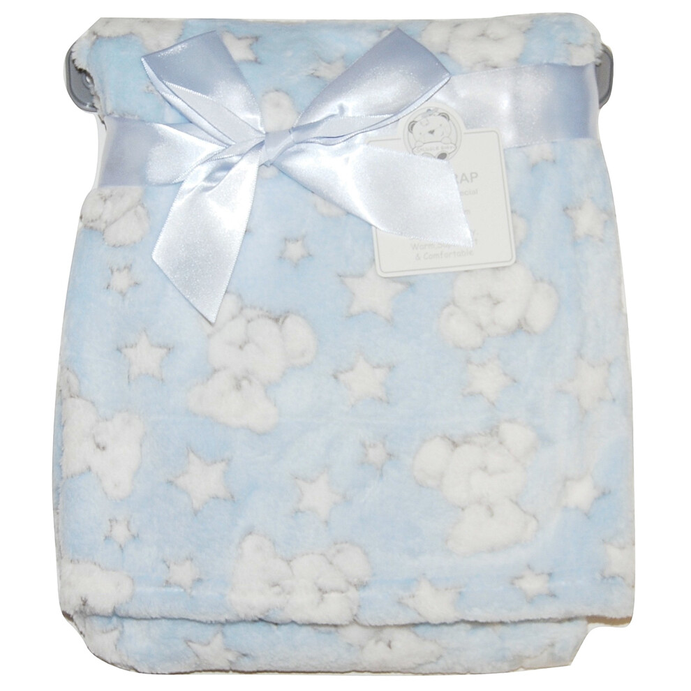 Baby Boy Soft Fleece Wrap Blanket Pram Cot Crib Mo Snuggle Baby