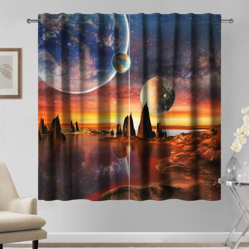 Kzzfqxb 117x183cm Space Curtains 2 Panels, Science