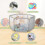 Light Grey 6-Panel Baby Playpen with Breathable Me 3