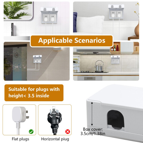 2 Pcs Plug Socket Covers UK Double Socket Cover for Safety, Waterproof Socket Cover Box for Home, Kitchen and School 1
