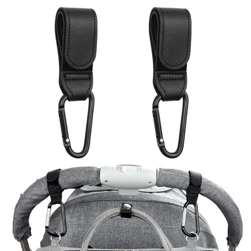 2 Pack Pram Hooks - PU Leather Pram Clips - Suitab