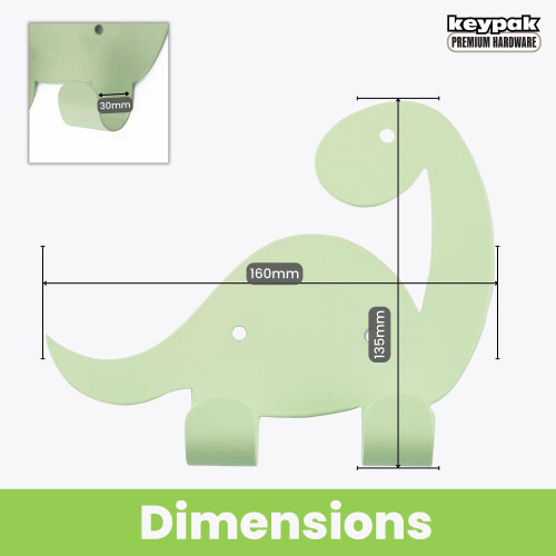 keypak Kids Dinosaur Double Coat Hooks, Door Wall 2